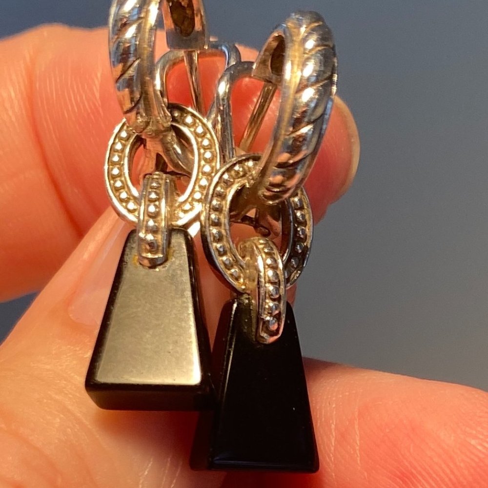 Judith Ripka sterling and onyx drop earrings